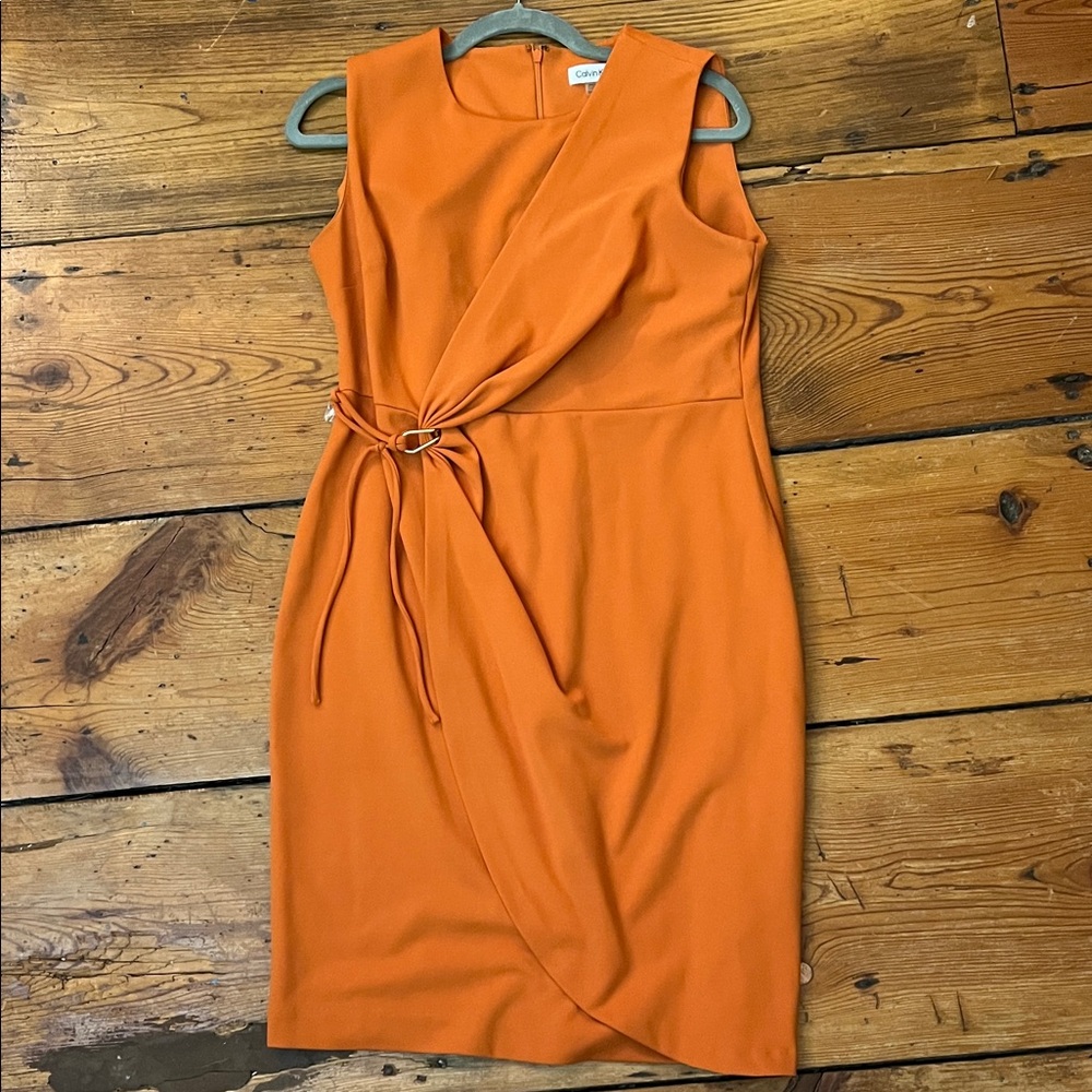 Calvin Klein Asymmetrical Orange Dress